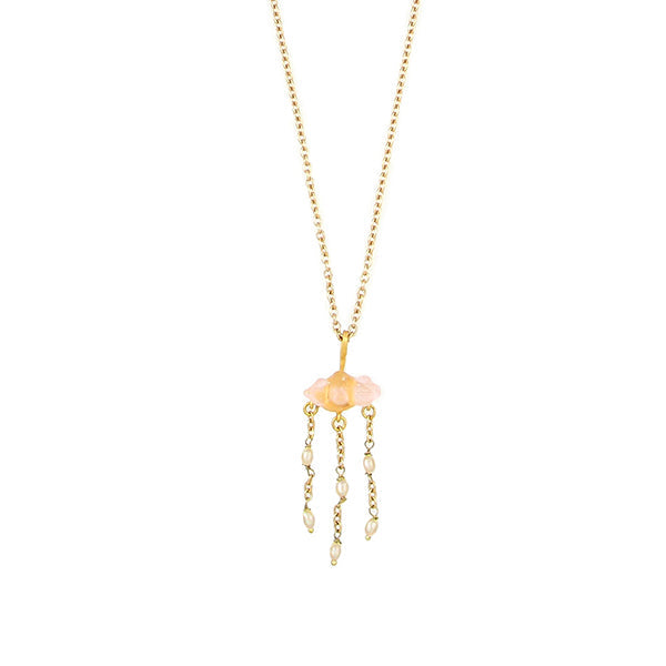 Cloud 16 Inch Adjustable Dainty Pendant Necklace with Pearls by Michael Michaud