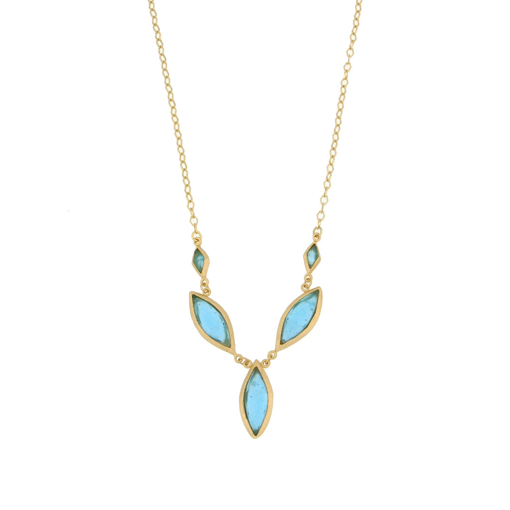 Turquoise Marquise 16 Inch Adjustable Necklace by Michael Michaud