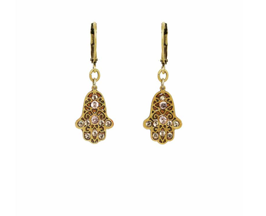 Pink Gold Small Hamsa Earrings