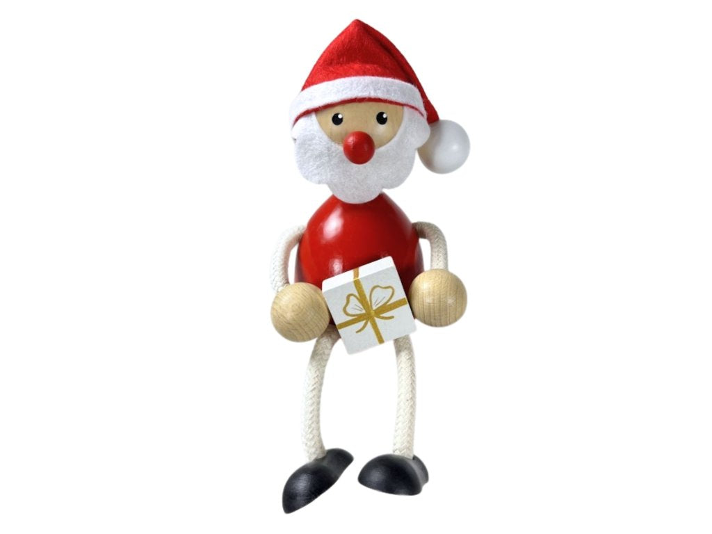 Santa with Gift Handcrafted Wooden Figure