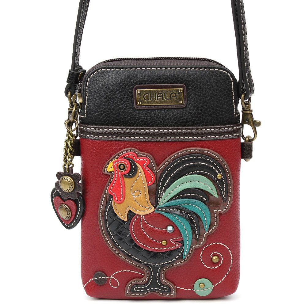 Rooster Cellphone Crossbody in Burgundy by Chala