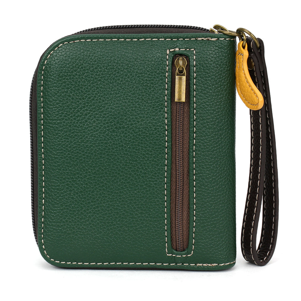 Monkey with Bananas Zip-Around Wallet in Dark Green by Chala