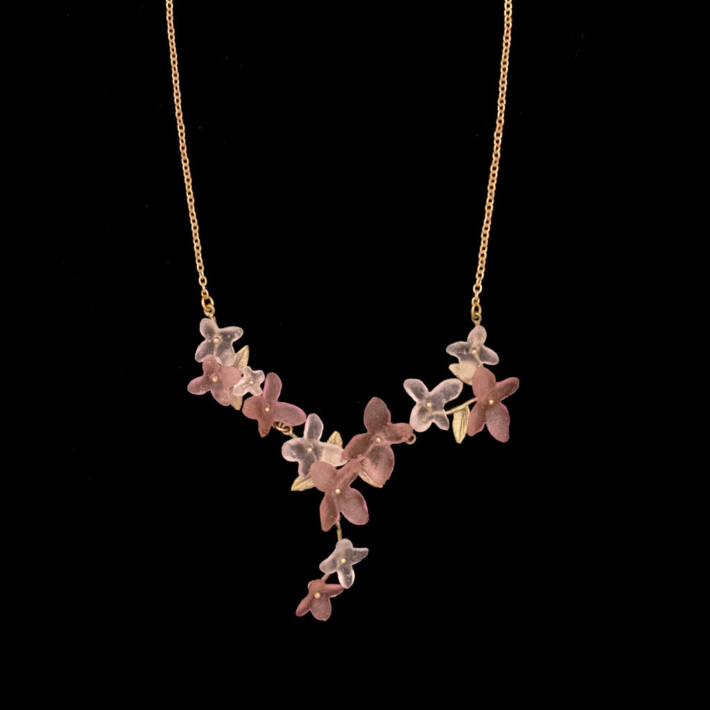 Pink Hydrangea 16 Inch Adjustable Necklace by Michael Michaud