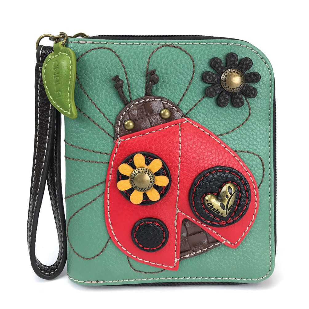 Ladybug Zip-Around Wallet in Teal by Chala