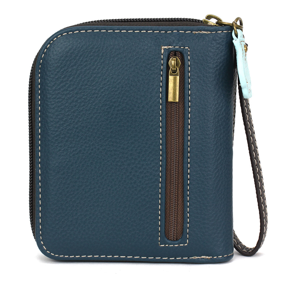 Turtle A Zip-Around Wallet in Teal Stripe by Chala
