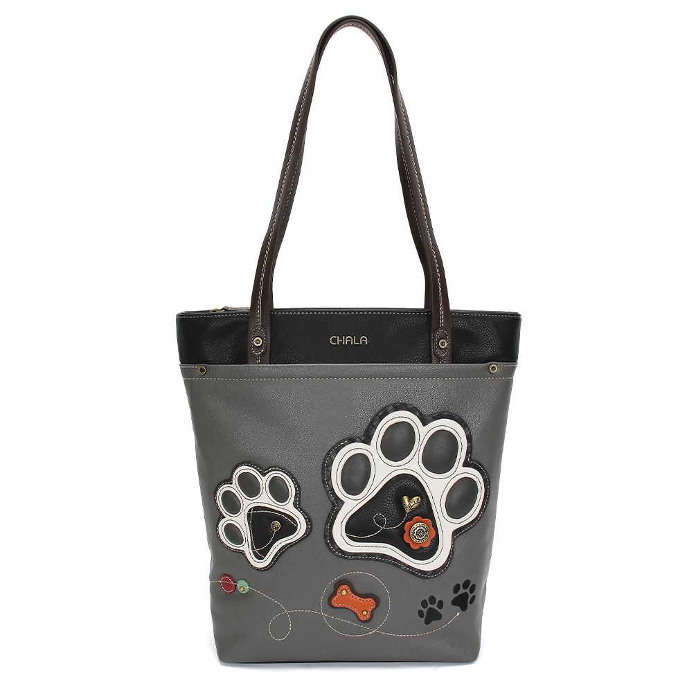 Paw Print Deluxe Everyday Tote in Gray by Chala