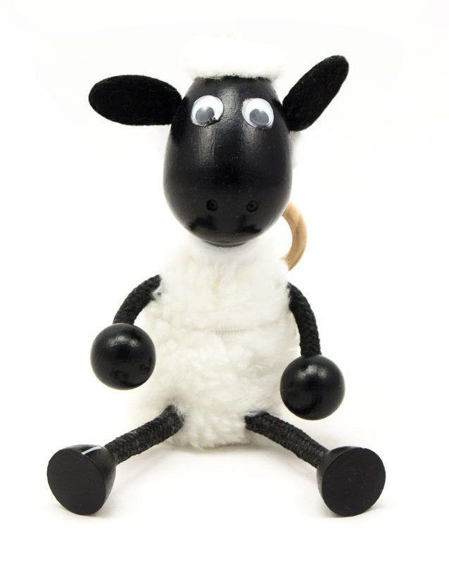 Black Sheep with White Body Handcrafted Wooden Jumpie