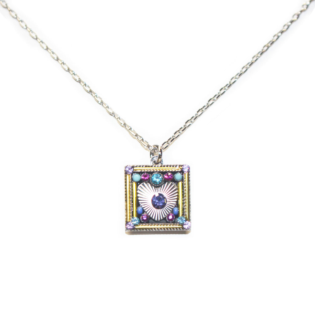 Tanzanite Heart Encased Square Necklace by Firefly Jewelry