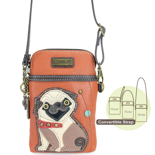 Pug Cellphone Crossbody in Orange