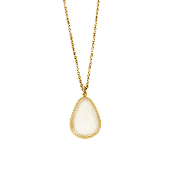 Tear Drop Bubbles 16 Inch Adjustable Large Pendant Necklace - Frost Clear by Michael Michaud