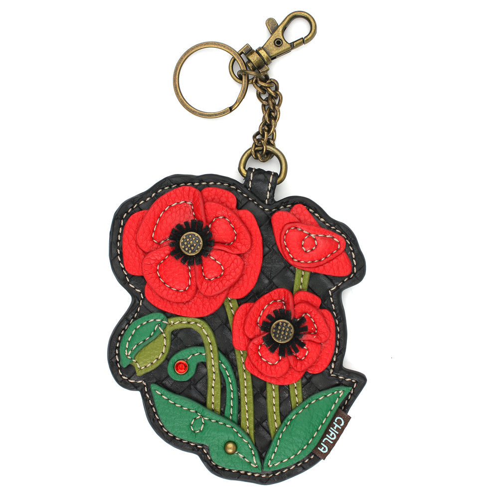 Red Poppy Coin Purse and Key Chain by Chala