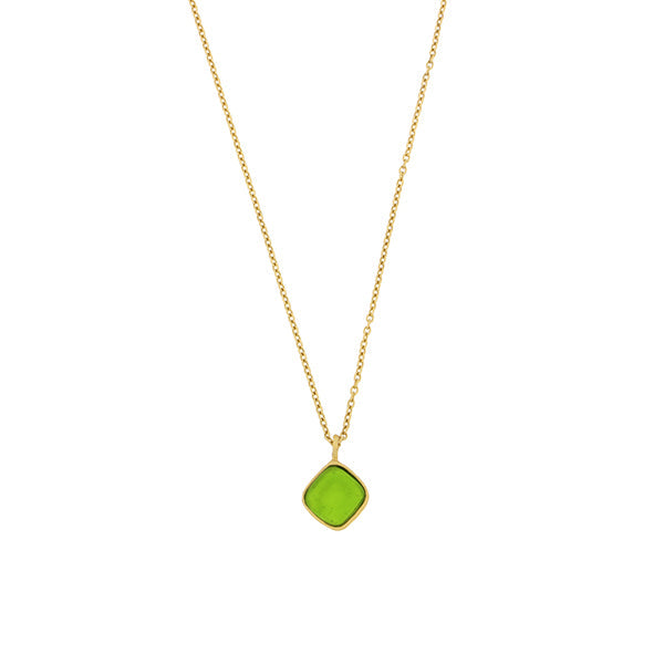 Bubble Diamond 16 Inch Adjustable Pendant Necklace- Green by Michael Michaud