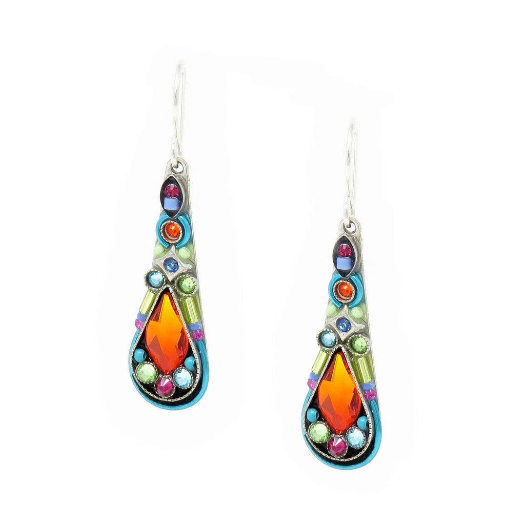 Multi Color Long Drop Earrings by Firefly Jewelry
