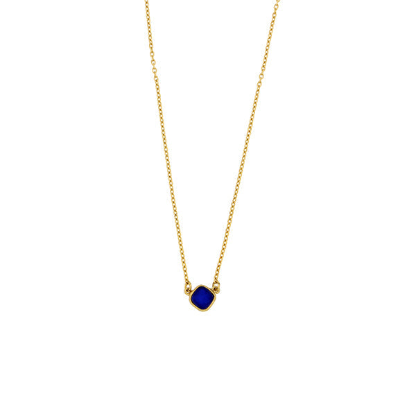 Bubble Diamond 16 Inch Adjustable Dainty Pendant Necklace - Cobalt by Michael Michaud