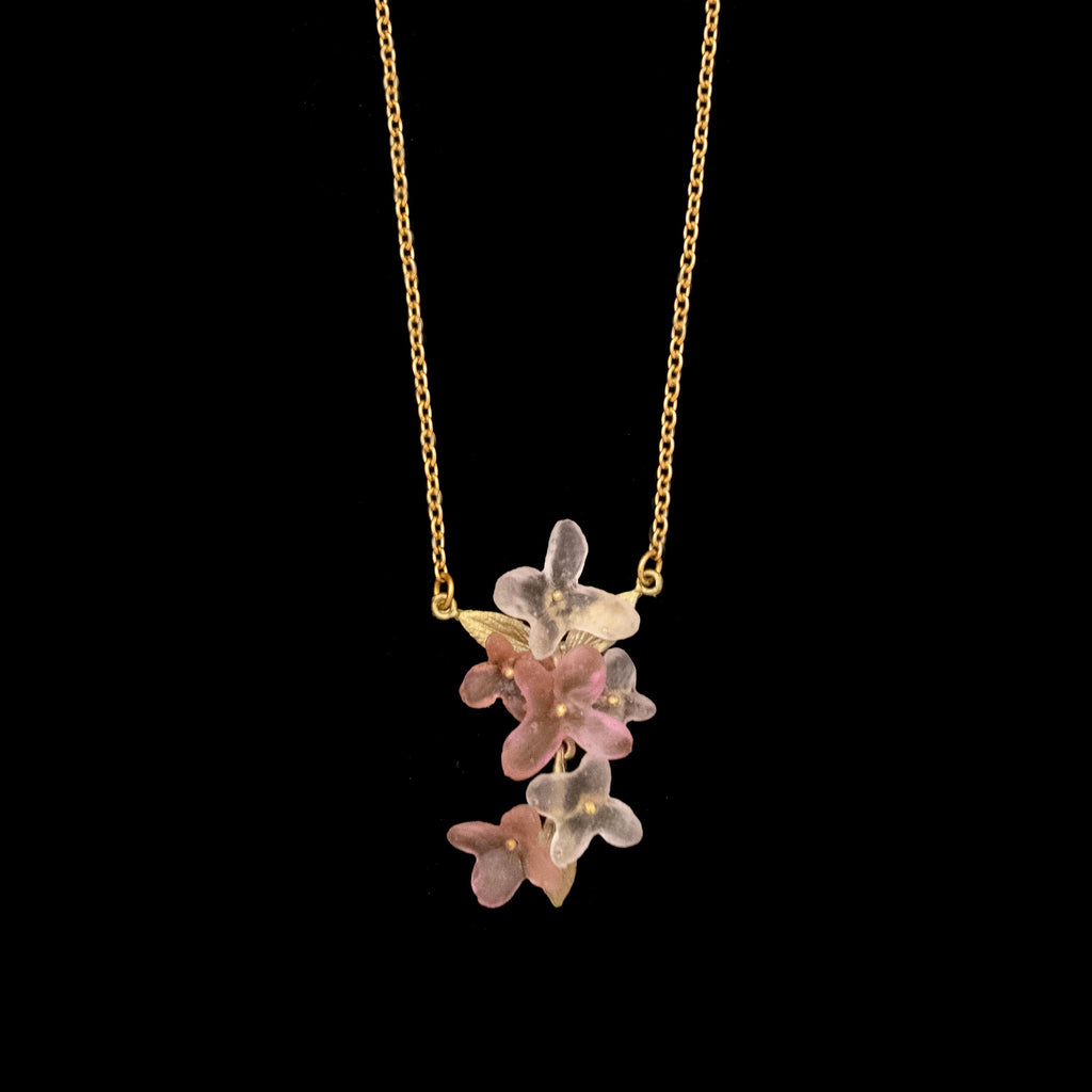 Pink Hydrangea 16 Inch Adjustable Pendant Necklace by Michael Michaud