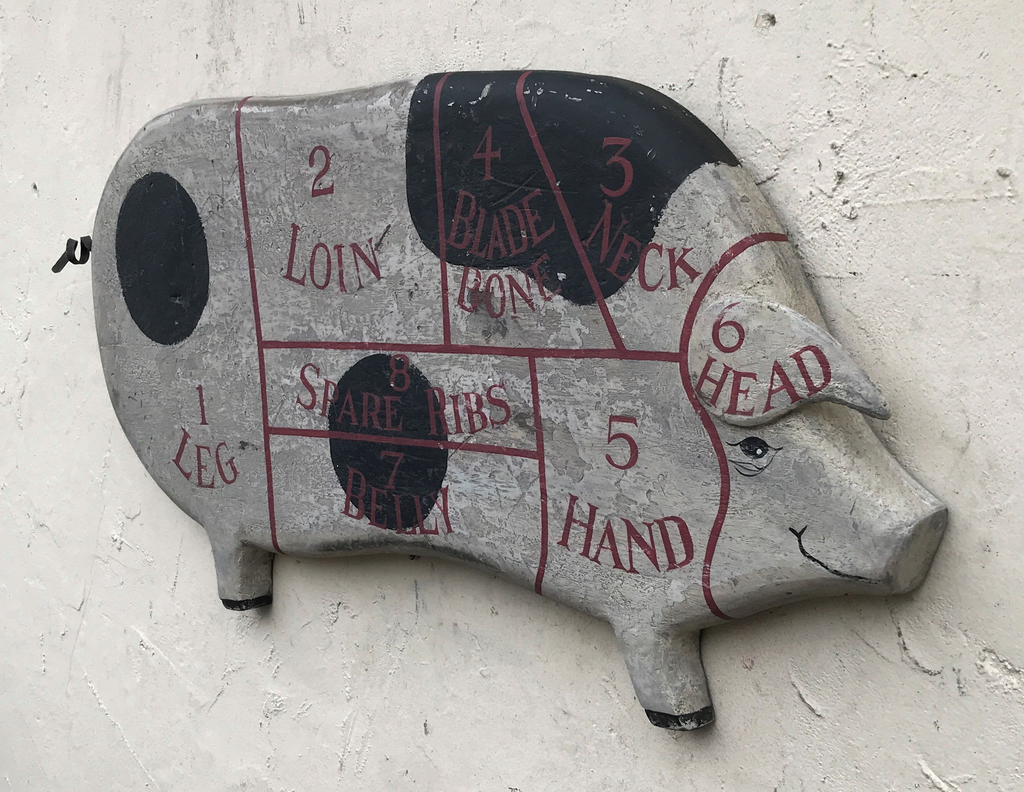 Carved Pig Butchers Chart Americana Art
