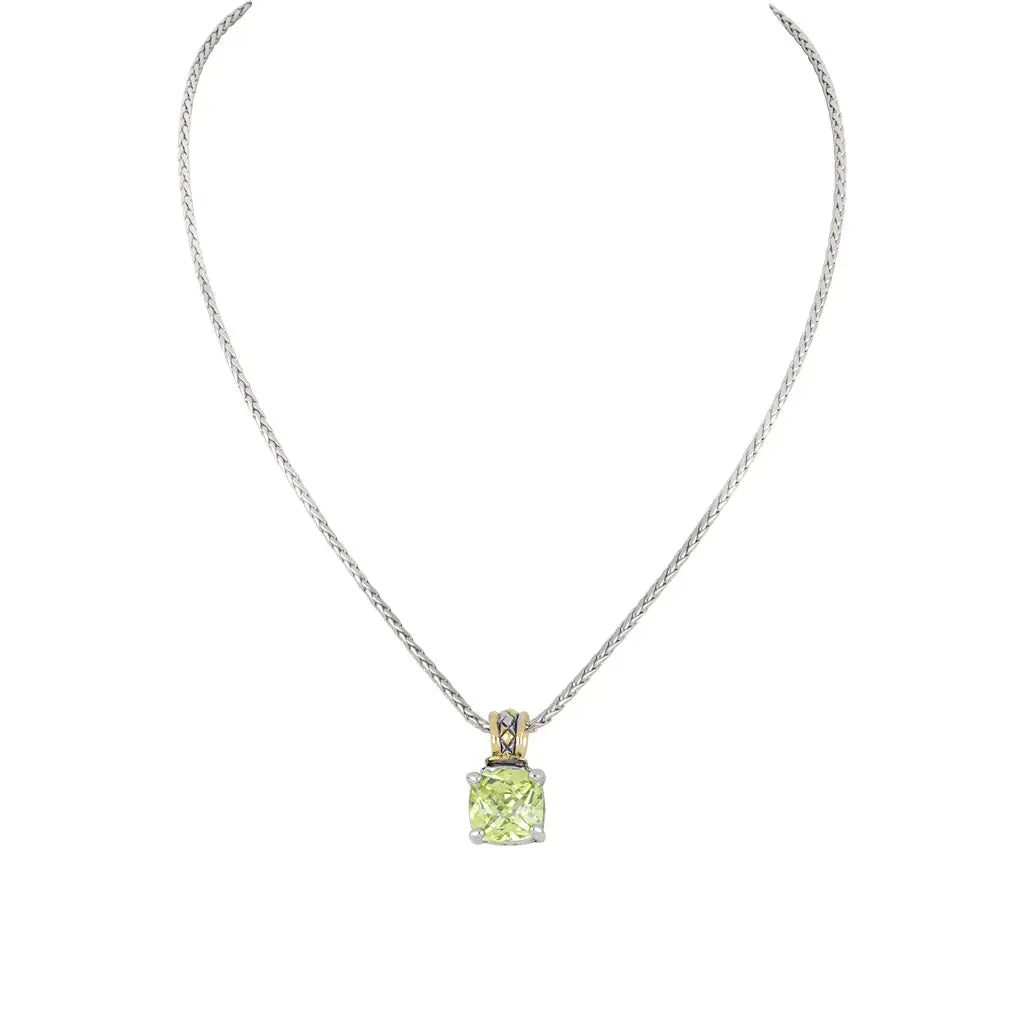 Beijos Cor - Peridot Cushion Cut Pendant Necklace by John Medeiros