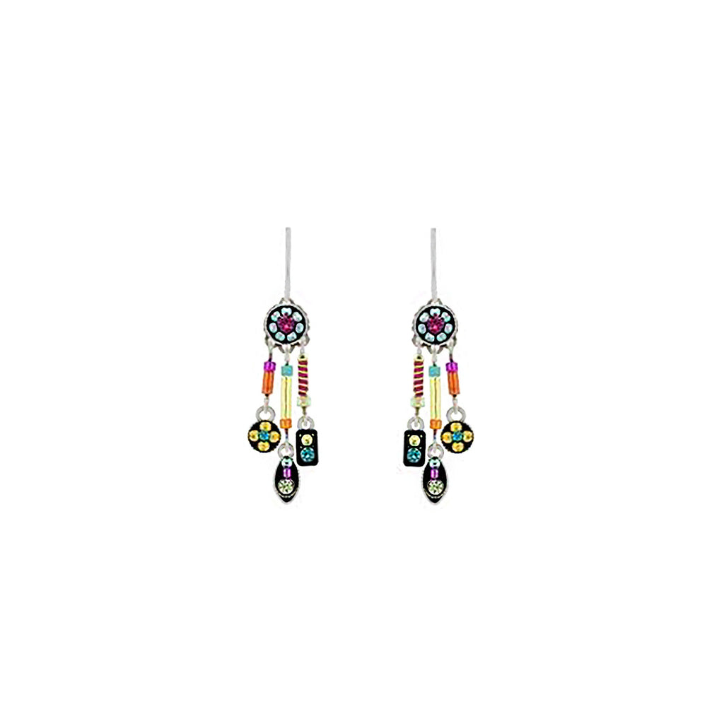 Multi Color Delicate Mosaic Earrings by Firefly Jewelry