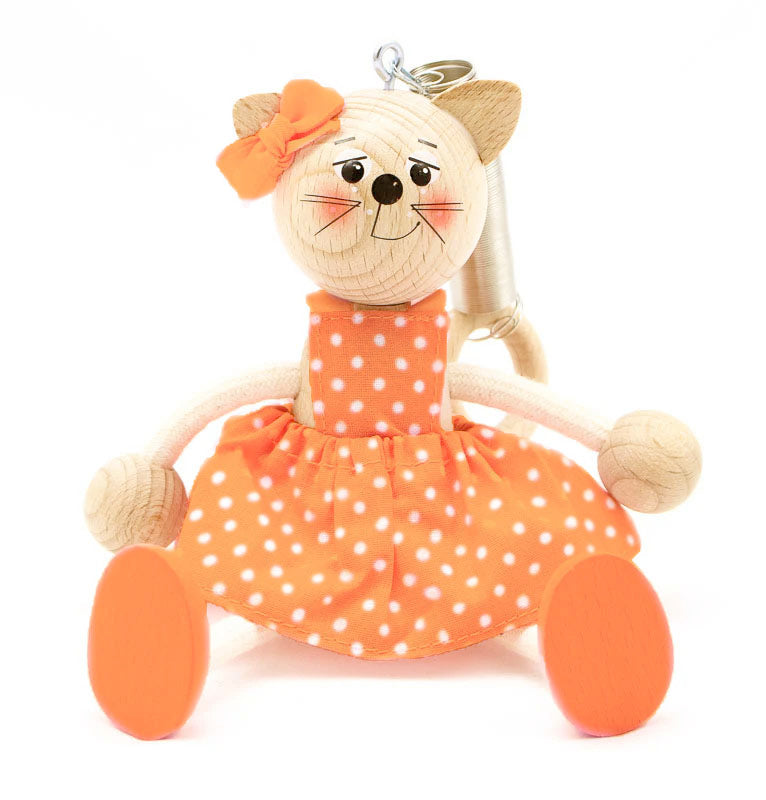 Kitty Girl With Dress Handcrafted Wooden Jumpie - Multiple Colors