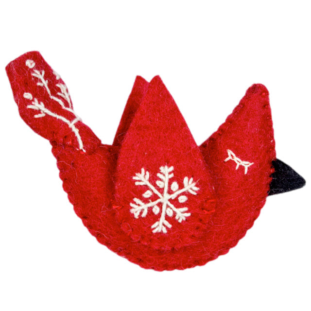 Snowflake Cardinal Wool Ornament