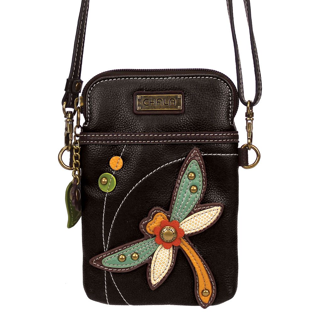 Dragonfly Cellphone Crossbody in Black by Chala