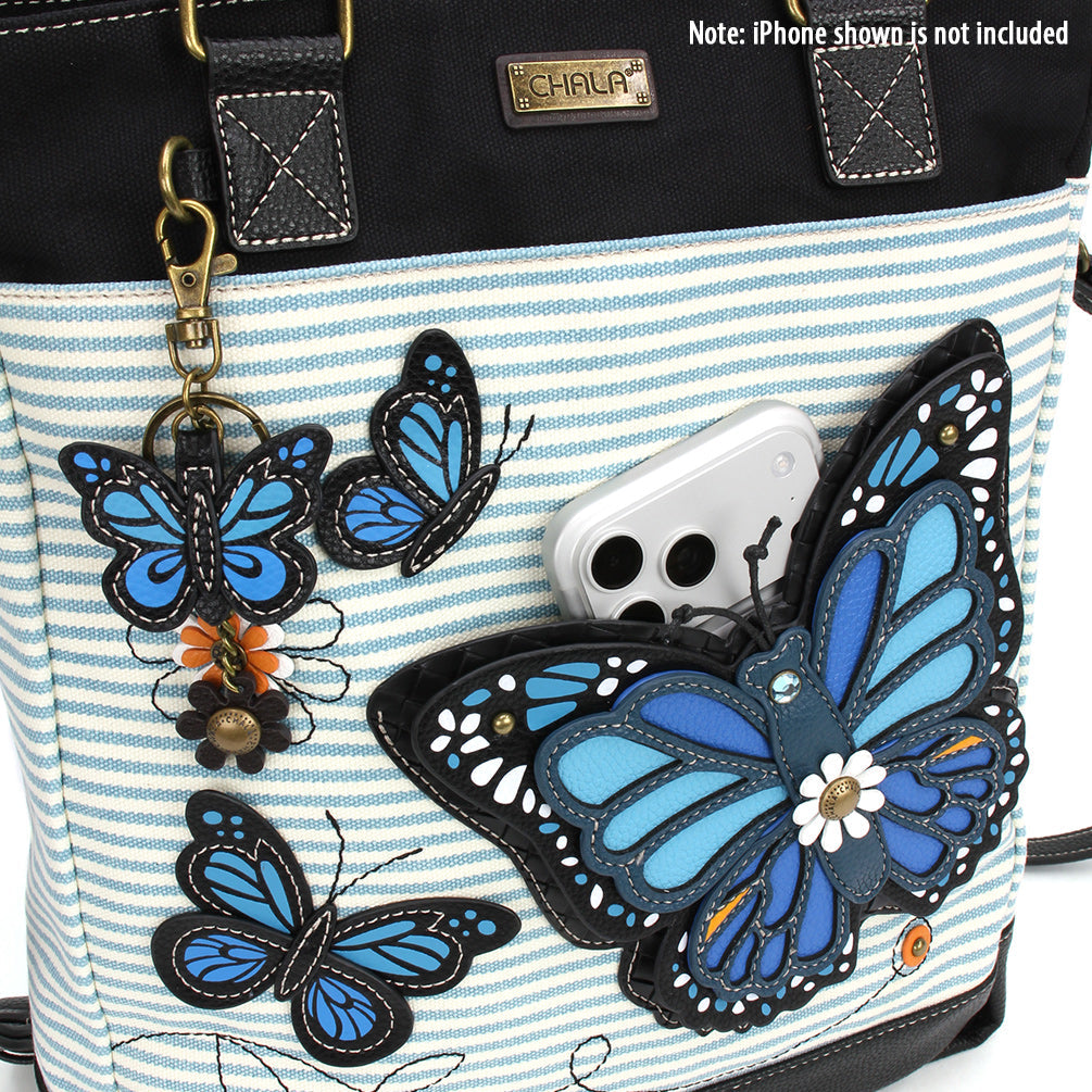 Blue Butterfly Work Tote in Blue Stripe by Chala