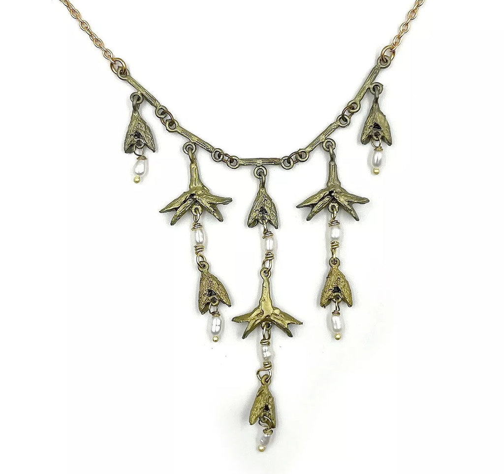 Burning Bush Pod 16 Inch Adjustable Pearl Necklace by Michael Michaud