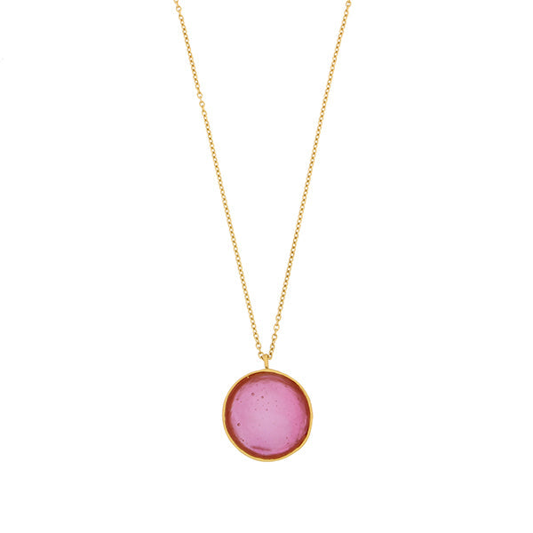 Bubble 16 Inch Adjustable Large Pendant Necklace - Pink by Michael Michaud