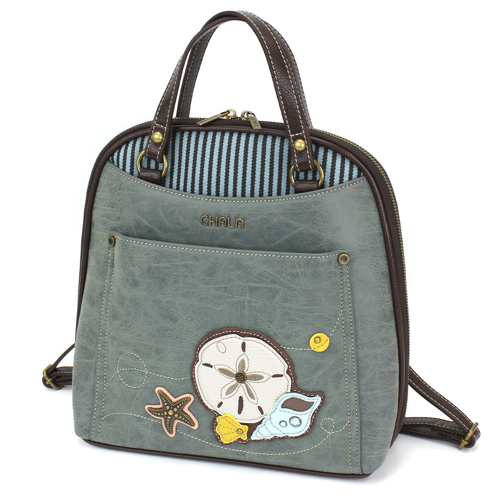 Sand Dollar Convertible Backpack Purse in Indigo by Chala