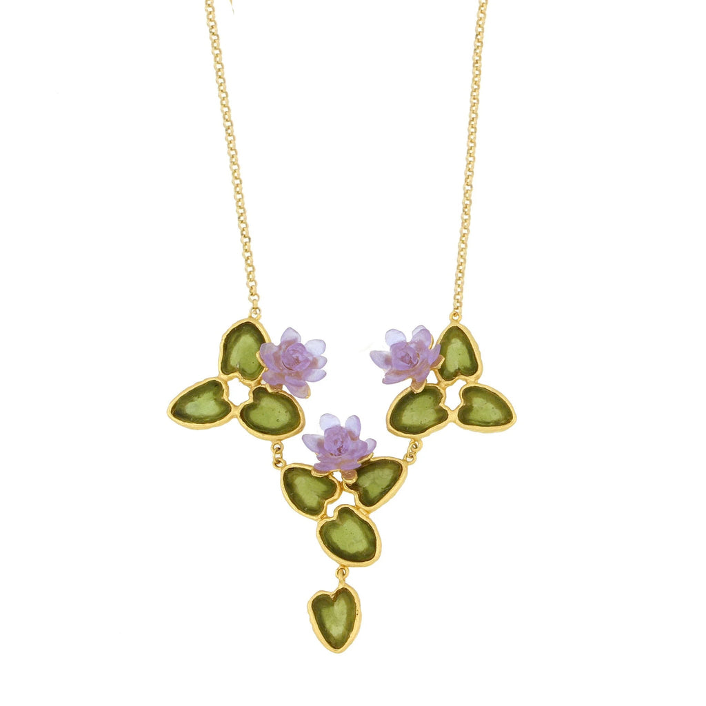 Water Lily 16 Inch Adjustable Statement Necklace by Michael Michaud