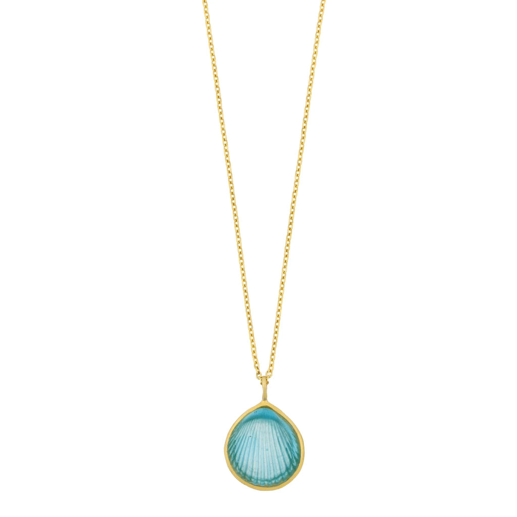 Turquoise Under the Sea 16 Inch Adjustable Shell Pendant Necklace by Michael Michaud
