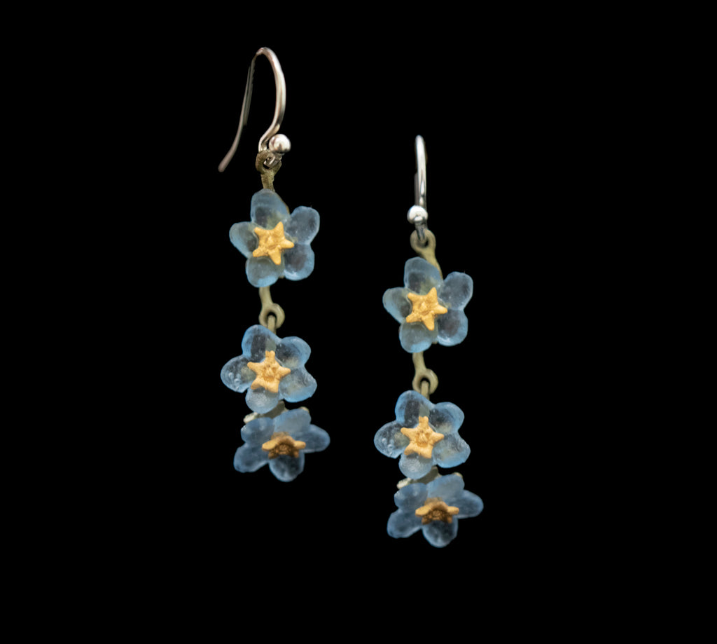 Forget Me Not Triple Flower Wire Earrings by Michael Michaud