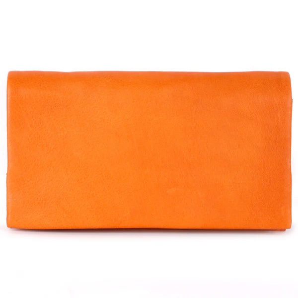 Eloise Leather Wallet in Tangerine