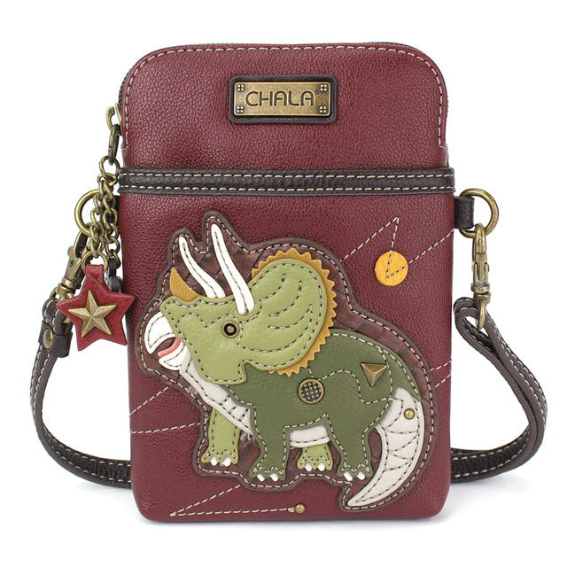 Triceratops Cellphone Crossbody in Maroon