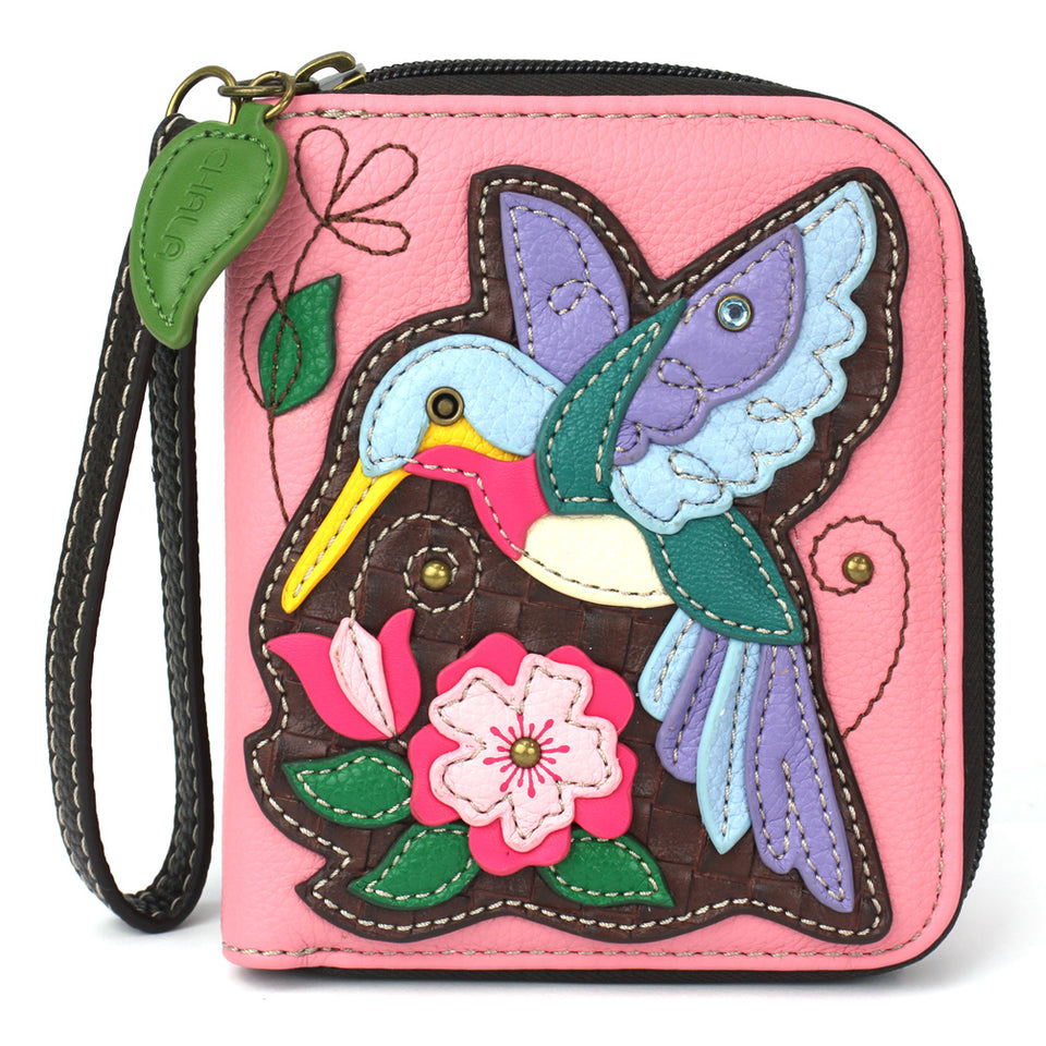 Hummingbird A Zip-Around Wallet in Pink by Chala