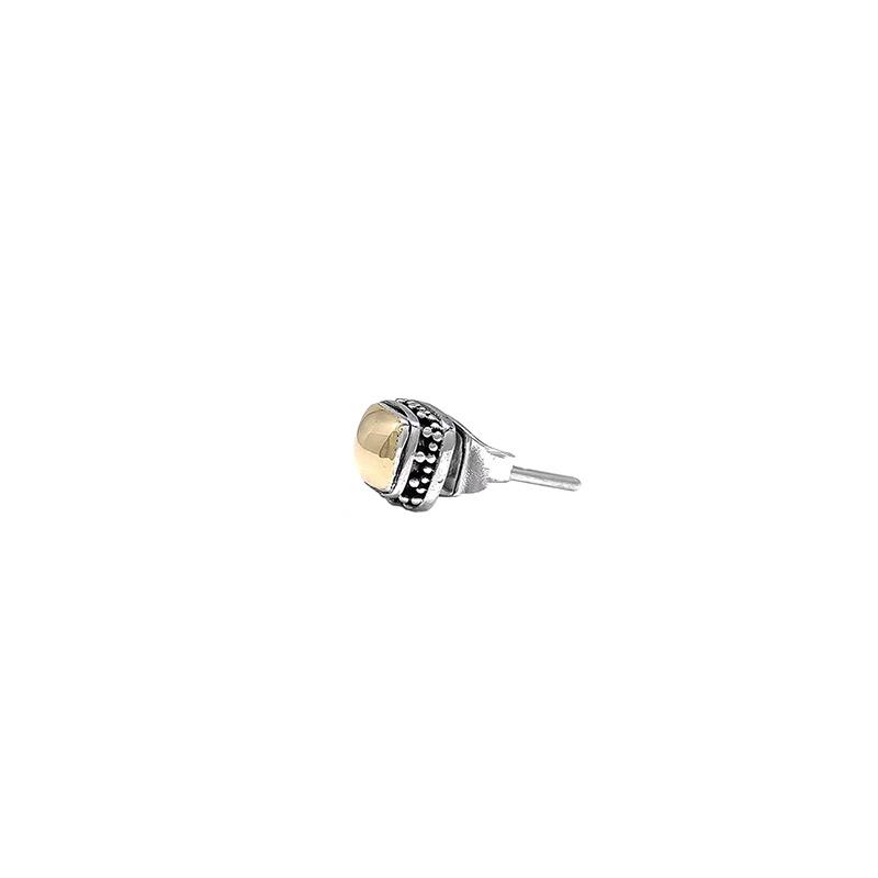 Sterling Silver Square Stud Earrings with 22k Gold