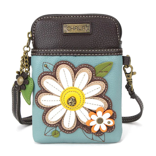 Daisy Cellphone Crossbody in Blue