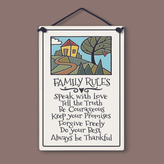Family Rules Large Rectangle Ceramic Tile