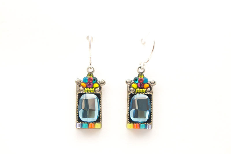 Multi Color Mosaic Square Crystal Earring by Firefly Jewelry