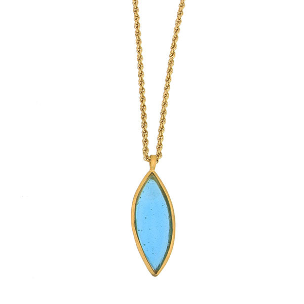 Marquise 24 Inch Adjustable Large Pendant Necklace - Turquoise by Michael Michaud