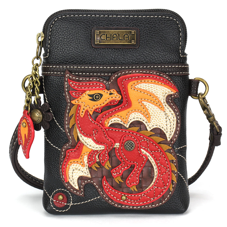 Red Dragon CellPhone Crossbody in Black by Chala