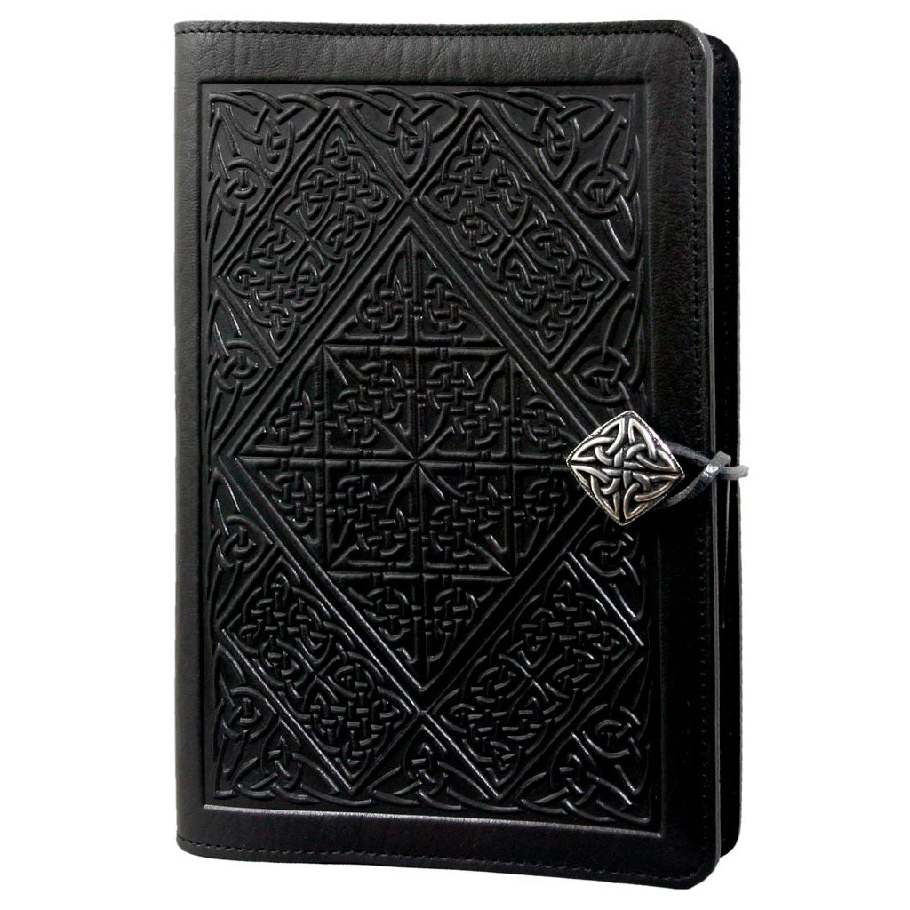 Large Leather Journal - Celtic Diamond in Black