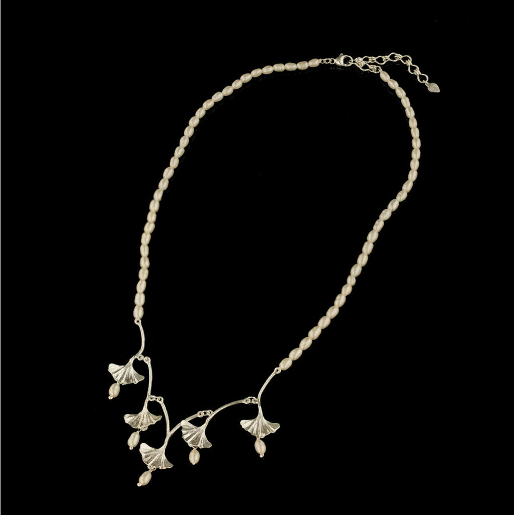 Ginkgo 16 Inch Adjustable Pearl Necklace by Michael Michaud
