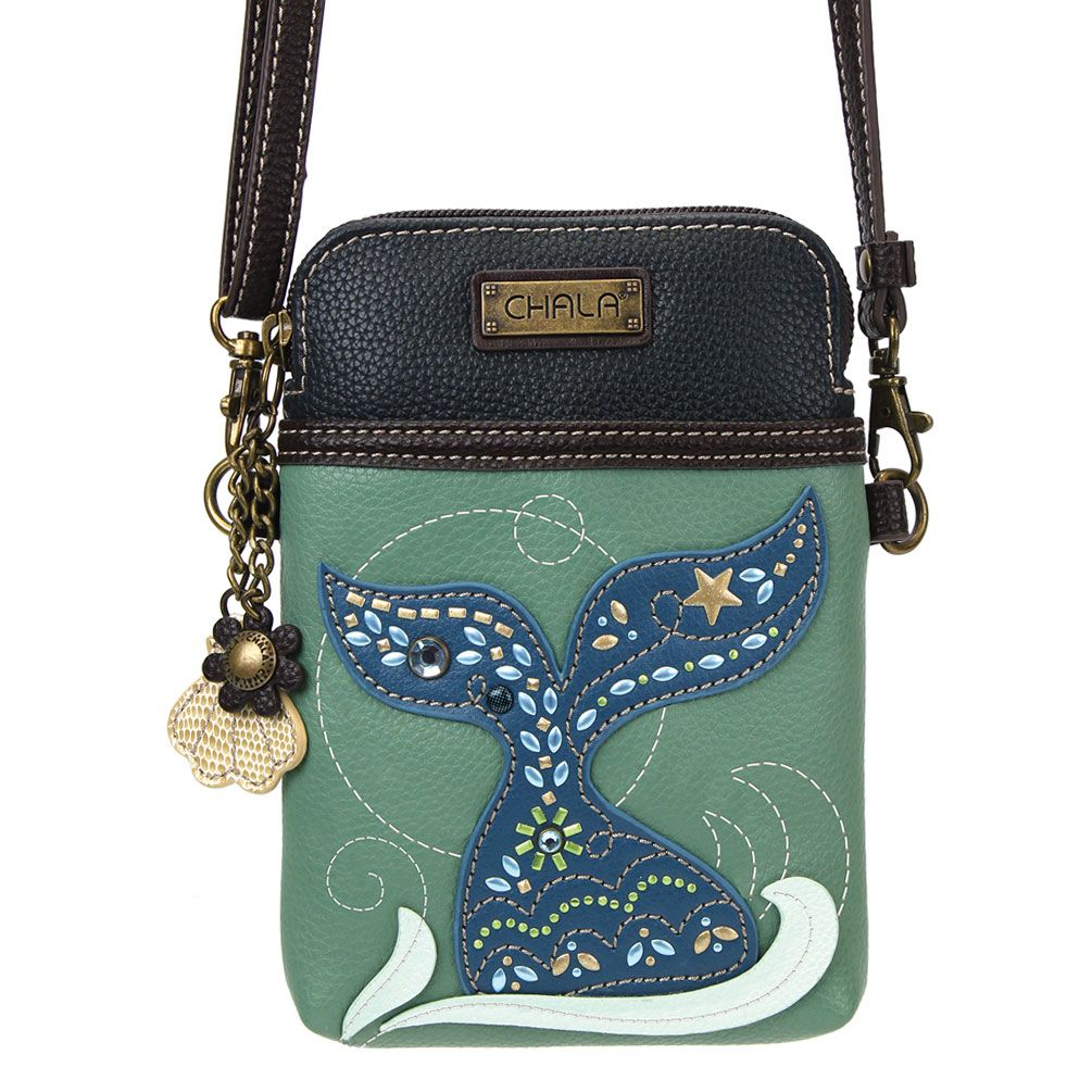 Mermaid Tail Dazzled Cellphone Crossbody in Teal by Chala
