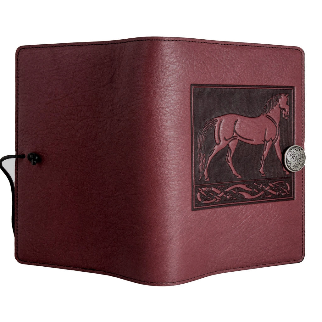 Large Leather Journal - Standing Horse in Wine