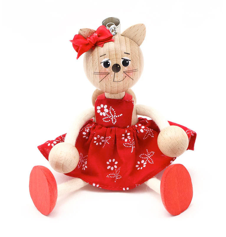 Kitty Girl With Dress Handcrafted Wooden Jumpie - Multiple Colors