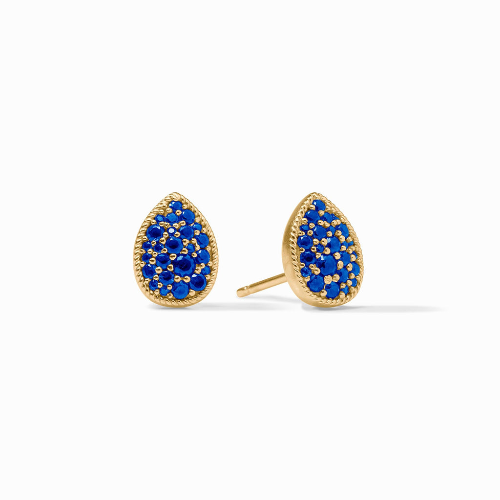 Pave Teardrop Stud Earrings in Sapphire Blue by Julie Vos