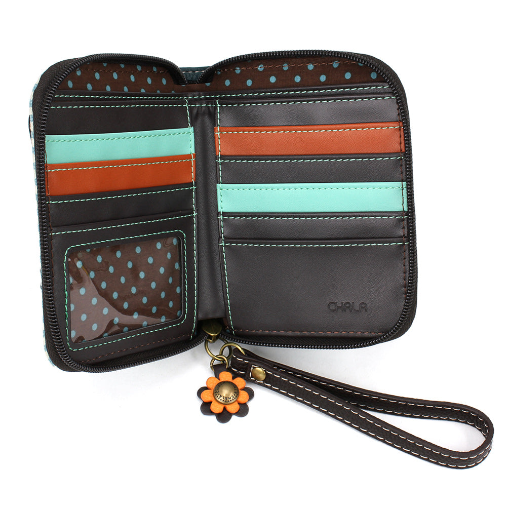 Blue Butterfly Zip-Around Wallet in Blue Stripe by Chala