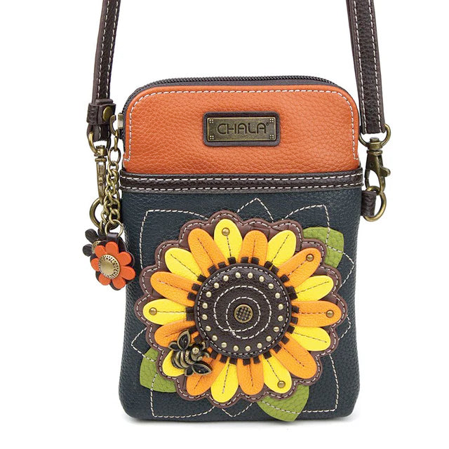 Sunflower Cellphone Crossbody in Navy