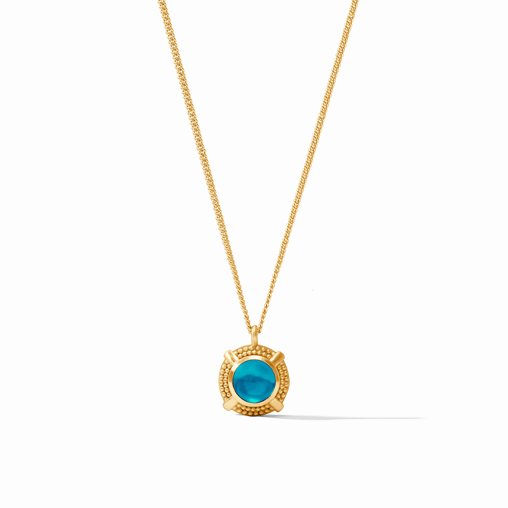 Cabochon Solitaire Necklace in Iridescent London Blue by Julie Vos
